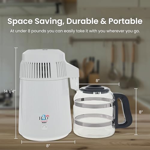 H2o Labs Best-in-Class Model 300 White Baked-enameled Metal Body 1-Gallon Countertop Home Water Distiller with Ergonomic Easy-Lift Glass Carafe, Porcelain Nozzle Insert and Most Effective VOC Removal thumbnail 3