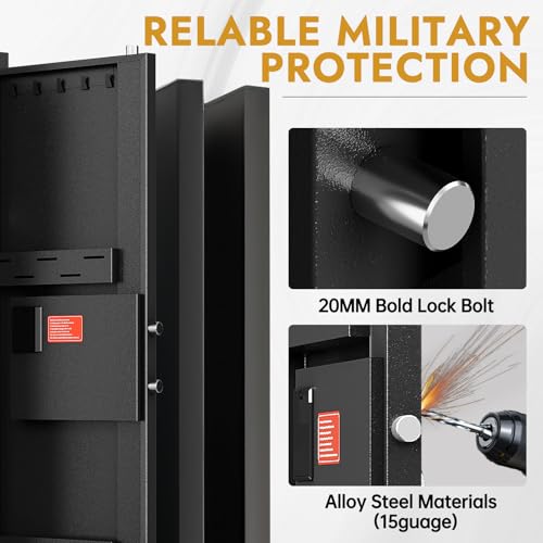 Image of KAER 10-15 Biometric Gun Safe for Rifles and Pistols,Large Gun Cabinet with Removable Racks & Adjustable Shelf,Fingerprint Keypad Lock Rifle Safe for Home & Hunting(AR-15)