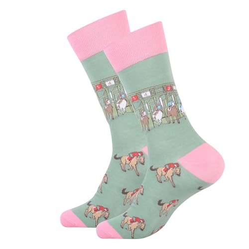Barrel Down South Mint Julep Socks - Derby Gifts For Men - Kentucky Horse Racing - Unique Novelty Fashion Dress Sock - (Blend, Out of the Gate)
