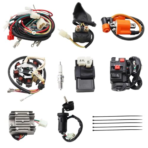 Image of PRO BAT ATV Quad Complete Electrics AC Wire Harness Kit with CG-8 Stator | 6-Pin AC CDI Multi-Functional ATV Switch Ignition Coil Solenoid Relay Spark Plug for 150cc 200cc 250cc 300cc Lifan Zongshen