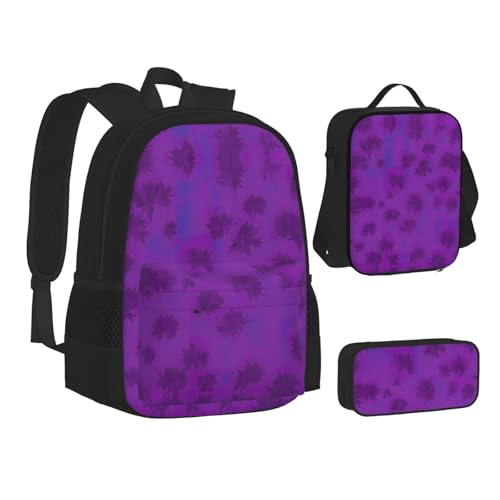 nanger Purple Haze Print 3-Piece Set Backpack, Lunch Bag And Pencil Case, For Travel, College, And Daily Use2