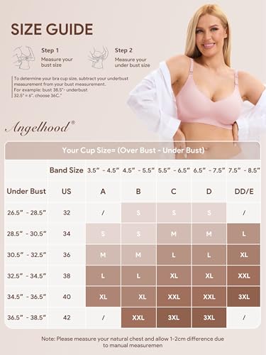 Image of Angelhood 3 Pack Nursing Bras for Breastfeeding Seamless Pregnancy Maternity Bra Wireless Sleep Bralette with Extenders