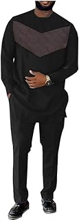 Men's Suit Long Sleeve o-Neck Knee-Length top+Ankle-Length Pants Bazin Jacquard Arab Thobe Islamic Muslim Dubai