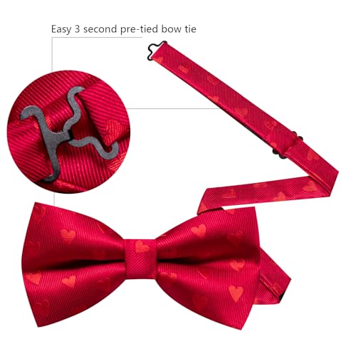 Image of Barry.Wang Paisley Striped Bow Tie for Men Silk Pre-Tied Bowtie Pocket Square Cufflinks Set Formal Wedding Party Prom