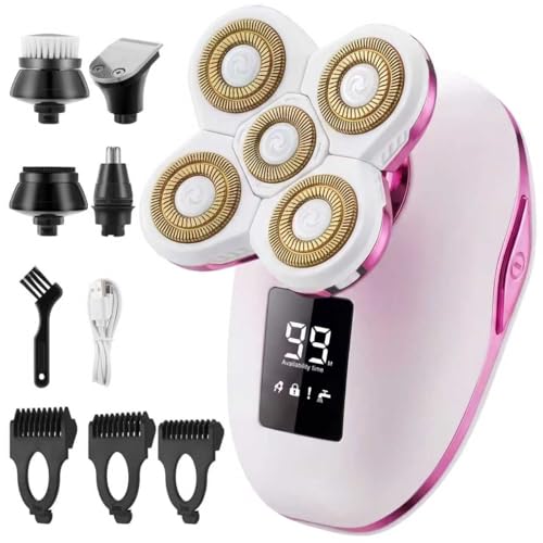 Electric Razors for Women, 5 in 1 Lady Shavers, Electric Shaver for Women, Wet/Dry Bikini Trimmer, Rechargeable Facial Hair Removal, Painless Shaver Razor for Arms Legs Armpit Pubic Area