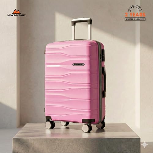 Image of Move-Meant TRAVELFY Small & Medium 55 & 66Cm Suitcase 8 Wheels Number Lock Polypropylene Pink Trolley Bag for Men & Women | 360 Degree Wheeling Luggage | Trolley Bags for Travel