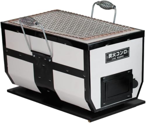 Japanese BBQ Charcoal Grill - Shichirin, Konro, Hibachi, Tabletop Barbecue - With Handles - White - Made in Japan - 6.3 x 11.8 in