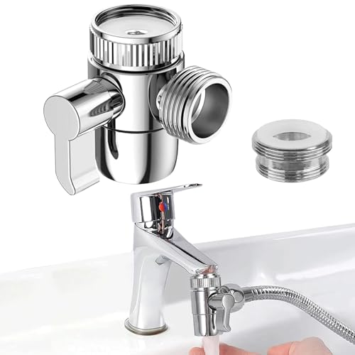 1 pcs Shower Diverter Valve 3 Way Kitchen Tap Diverter Brass Sink Faucet Splitter M22 X M24 Adapter Replacement Part for Bathroom Bathtub