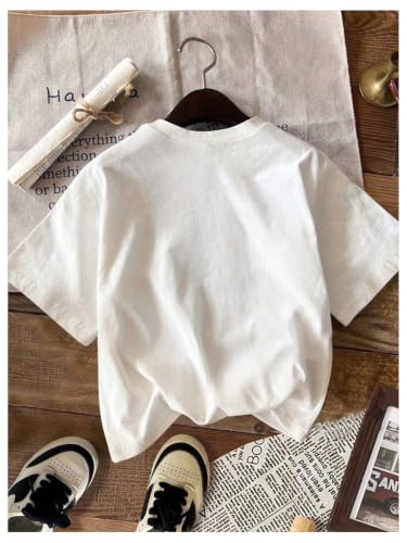 Image of RoseSeek Women's Graphic Letter Tee Crew Neck Trendy Summer Vintage T Shirt