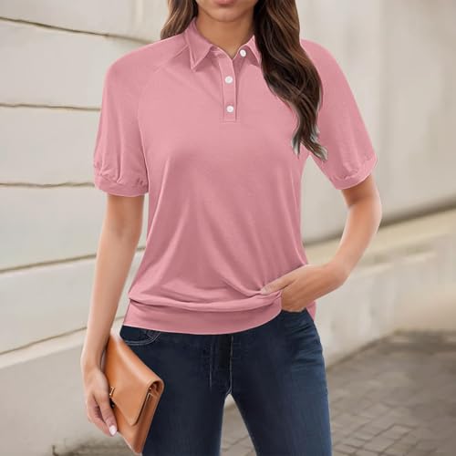 GOKKILRW Womens Polo Shirts 2025 Casual Golf Sports T-Shirts Short Sleeve Lapel Collar V-Neck Summer Tops Work Dressy Blouses2