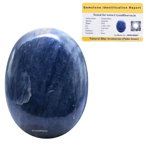 Image of Certified Blue Aventurine Crystal Palm Pebbles Stones for Anxiety Stress Relief Massage - AAA Grade Original Healing Gemstone Agate Palm Stone for Yoga Meditation Spiritual Reiki Feng Shui