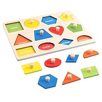 Geometrisches Puzzle Steckspiel Baby Steckpuzzle aus Holz mit Knauf Montessori Steckpuzzle Mit Mehreren Formen Für Baby Steckspiel Babyspielzeug Farben Formen Farben Und Formen Sortierer aus Holz