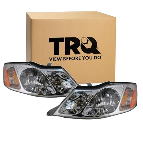 Image of TRQ Driver and Passenger Side Headlight Assembly Set Chrome Housing Compatible with 2000-2004 Toyota Avalon