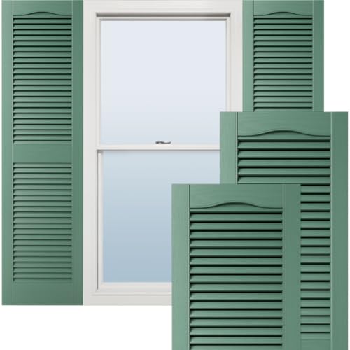 Ekena Millwork Lifetime Vinyl Parteluz central estándar de catedral, persianas de vinilo con listones abiertos, con ganchos de instalación y tornillos a juego (por par), LL1S12X06400FG, 30,5 cm de
