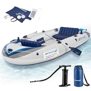 ArtSport Schlauchboot 322 cm für 4 Personen - Paddelboot aufblasbar mit 2 Sitzbänken - Ruderboot PVC mit Luftpumpe, Paddel, Tasche & Reparaturset
