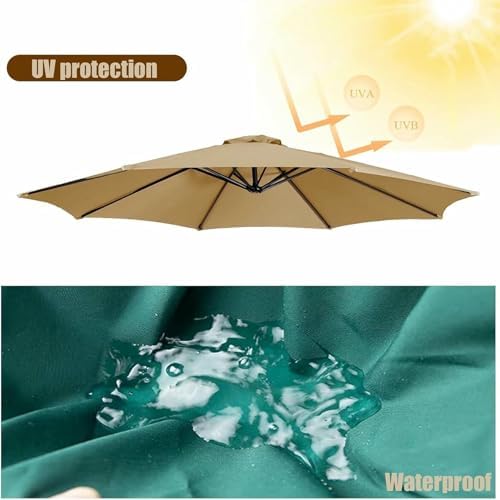 Patio Umbrella Replacement Canopy Square Cantilever Top Cover Outdoor,Replacement Parasol Canopy Cover Waterproof UV30+ Fabric 6/8 Arms Fits 200/270/300CM Standard & Cantilever Umbrellas Dur
