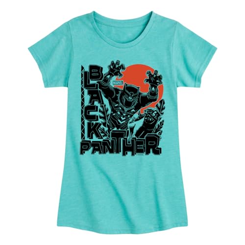 Marvel Black Panther - Linocut Style Print - Girls Fitted Short Sleeve Tee - Main Image