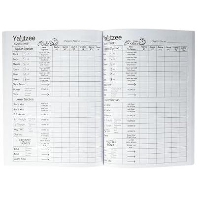 Yatzee Score Pads: Large Print Sheets for Scorekeeping (Score Book) Paperback May 12, 2022