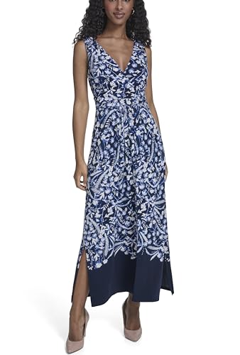 Image of Tommy Hilfiger Women's Sleeveless Surplice Neck Jersey A-Line Midi Dress