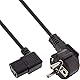 InLine 16752E Netzkabel, Schutzkontakt gewinkelt auf Kaltgerätestecker C13 links abgewinkelt, 5m, schwarz