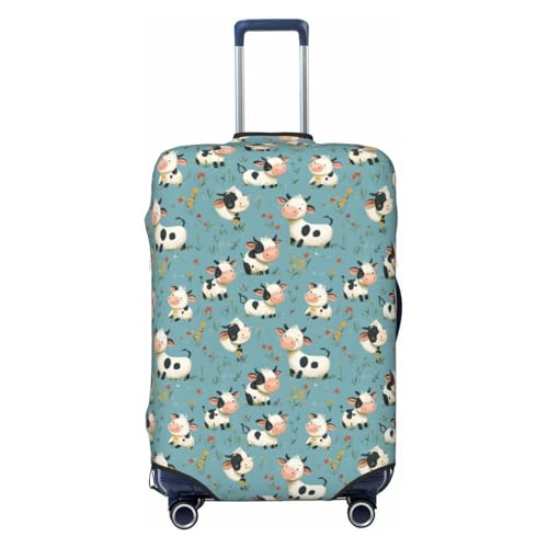 Luggage Cover Protector - Cute Cow Flower Print Fit 25-28 Inch Suitcase Covers for Luggage
