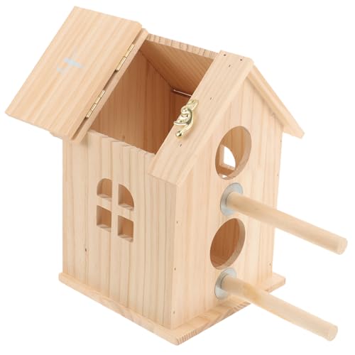 Milisten 箱 インコ アクセサリー 生息地 巣 小 ハウス 大 繁殖 インコ 鳥 インコ 用品 オウム 用品 木製