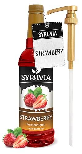 Syruvia Strawberry Syrup, Flavored Syrup for Cocktails, Fruit Drinks, Lemonades,