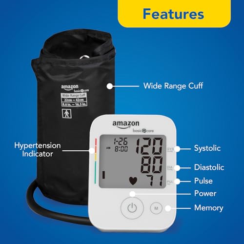 Amazon Basic Care Blood Pressure Monitor, Wide Range Arm Cuff, Intelligent Inflation Technology, Home Monitoring, Hypertension Indicator, Irregular Heartbeat Detection, Large (Previously Healthwise) - Image 5