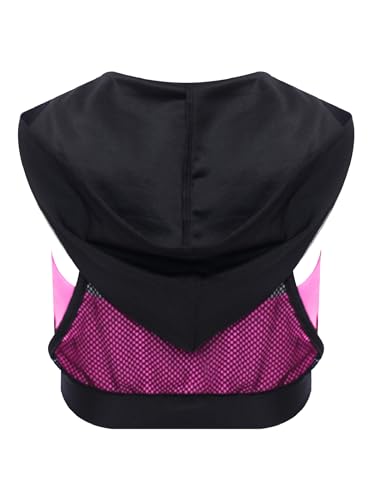 Jugaoge Kids Girls Hooded Tank Top Hollow Out Mesh Sleeveless Hoodie with Built-in Camisole for Workout4