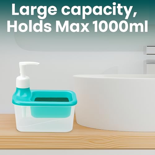 Image of Zuku Local Liquid Soap Dispenser for Kitchen Dishwash Liquid Soap Dispenser for Kitchen Sink Dish Washer Box Dispenser Liquid with Free Sponge(Green)