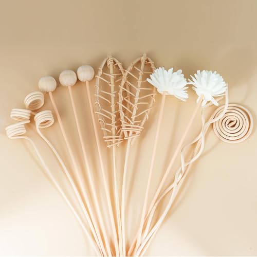 Image of Diffuser Stick, Reed Diffuser, 12Pcs 10Inch Reed Diffuser Sticks - Fragrance Replacement Rattan Sticks for Essential Oils & Perfumes - Decorative Aromatherapy Sticks for Home Office Car