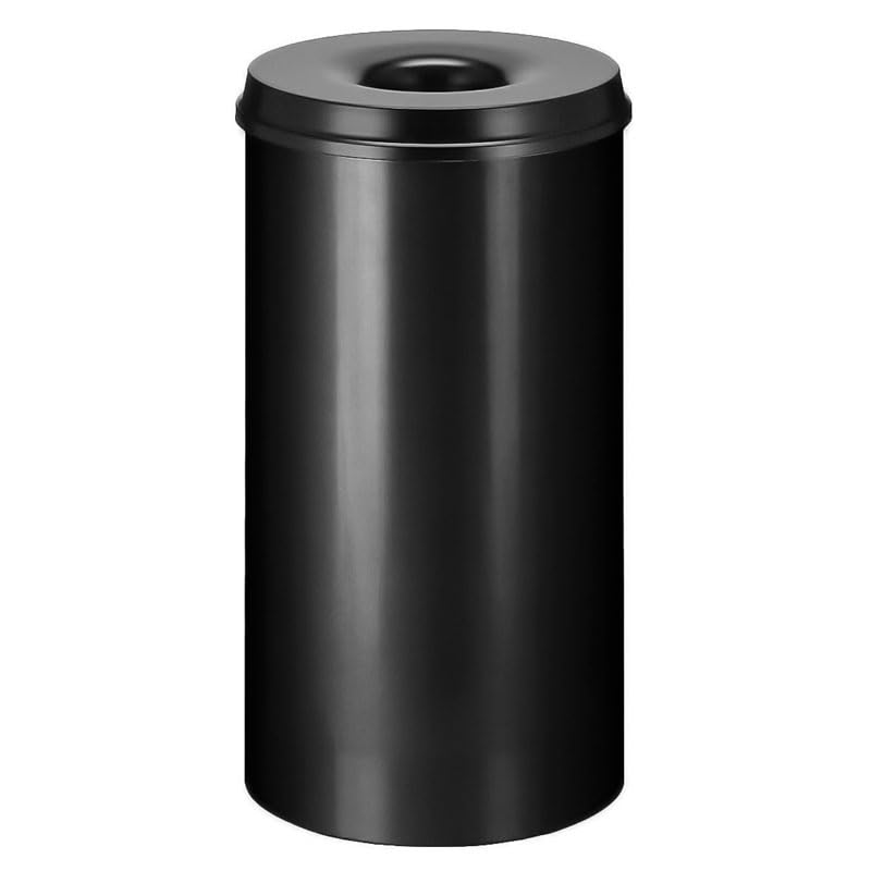 PROREGAL Selbstlöschender Papierkorb & Abfallsammler aus Metall | 50 Liter, HxØ 63x33,5cm | Schwarz