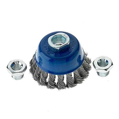 Image of Mercer Industries 189020 - 2-3 /4 inch x 5 /8 inch-11 Knot Cup Brush, .020 Stainless Steel Wire (with metric adapters)