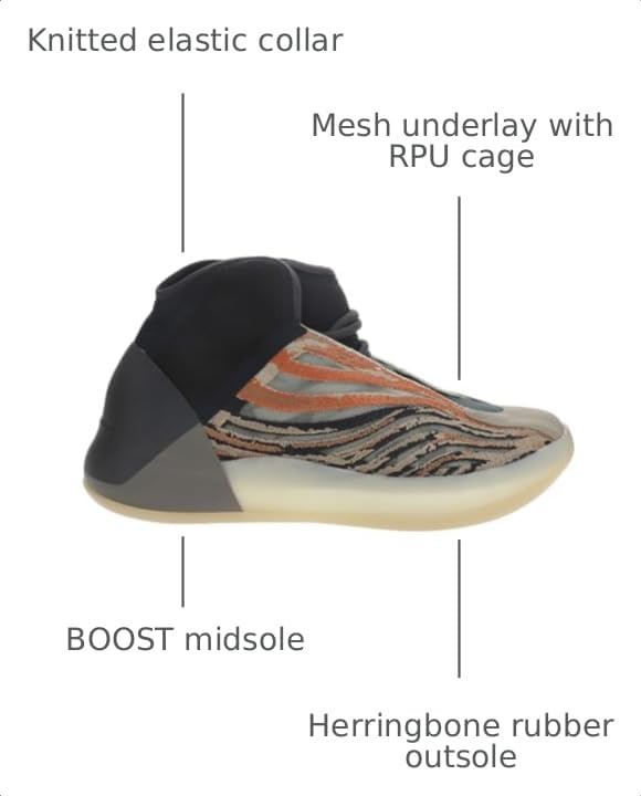 Image of adidas Yeezy Quantum Lace-Up Sneakers- Knitted Elastic Collar, Mesh Upper with RPU Cage, Boost Cushioning - Yeezy Shoes