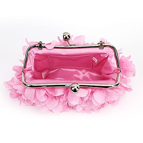 Image of Buddy Women Rose Shaped Clutch Soft Satin Wristlet Handbag Wedding Party Purse
