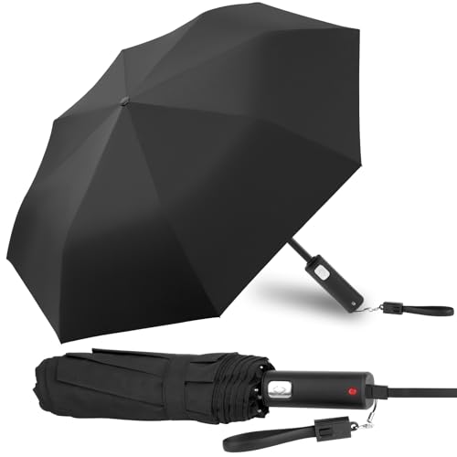 HotutOmbrello Elettrico Intelligente, Pieghevole per Viaggio, Apertura Chiusura Automatica, Ricarica USB-C, Anti-Tempesta, Rivestimento in Tessuto 210T, UPF>50+