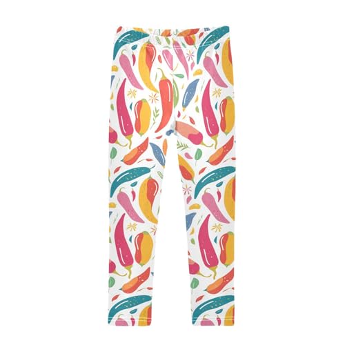 KLL Hot Chili Peppers Seamless Pattern Little Girls Legging Fashion High Waisted Lounge Pants Sports