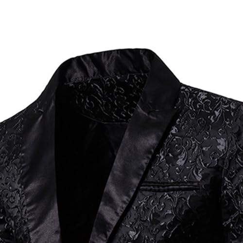 Men's Stylish Jacquard Dress Suit Floral Party Prom Wedding Tuxedo Classic Shawl Lapel Button Sport Coat3