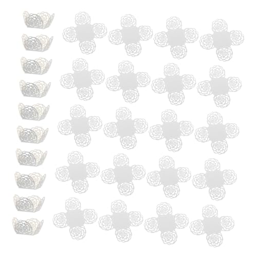 Cabilock 50pcs Silver Dessert Liners Elegant Hollow out Paper Wrappers for Cupcakes Muffins and Truffles Versatile for Birthdays Weddings and Celebrations Secure Fit for Chocolates and