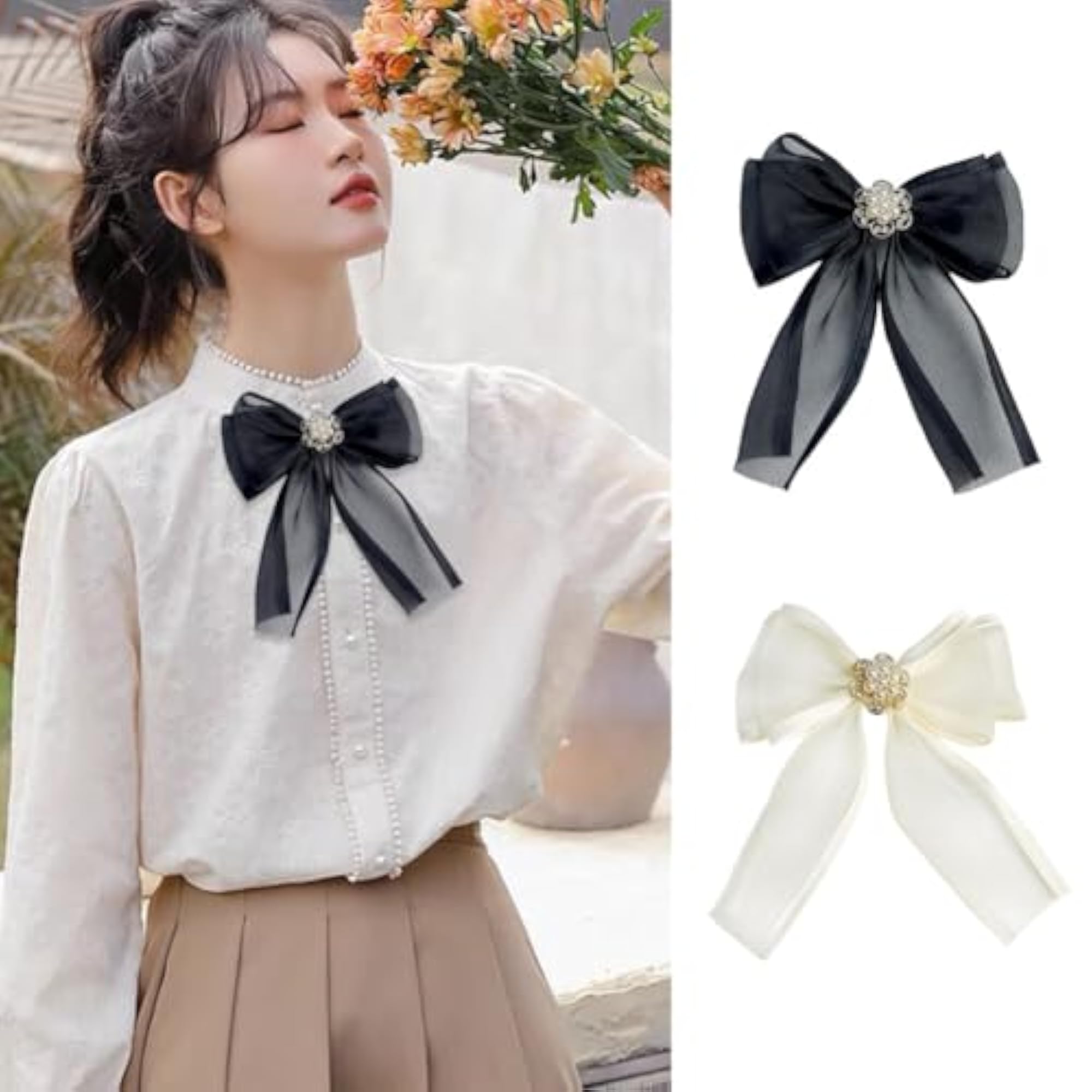 Gauze Ribbon Bow Tie Brooch, Fashionable Accessory