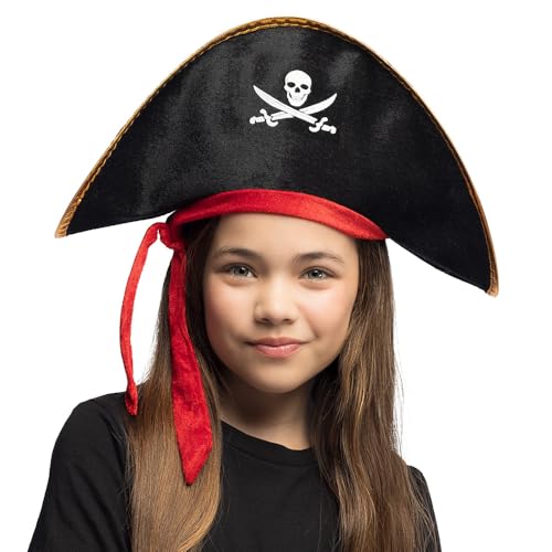 Boland 04346 - Sombrero pirata para niños, tricornio, tocado para disfraces de piratas, carnaval, Halloween, juegos de rol