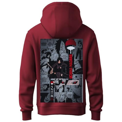 Image of Khakey Hoodie for Boys Stylish Madara Uchiha Front and Back Printed Anime Hoodie Best Winter Wear Hooded Sweatshirt