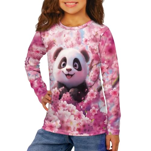 Image of Girls Long Sleeve Shirts Casual Crewneck Soft T-shirts for Girls 3-16 Years Old