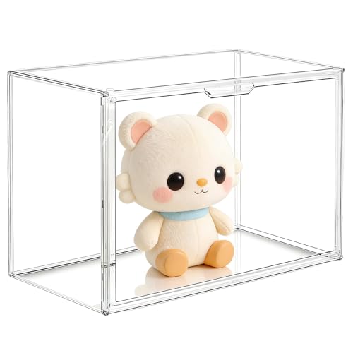 Grande Vitrine Transparente en Acrylique, 36*27*22cm Boîtes de Rangement avec Fermeture Magnétique, Vitrine Empilable et Anti-Poussière pour Casques,...