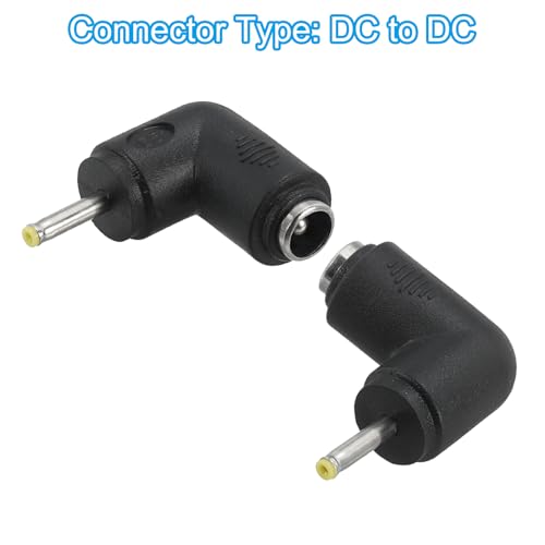 Adaptador Conector de Poder DC, 2 Piezas Ángulo 90° 5.5x2.1mm Hembra a 2.5x0.7mm Macho miniatura 4