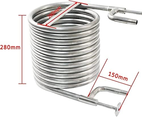 Counterflow Wort Chiller - Stainless Steel Beer Cooling Coil Pipe, 14' Length with 2 Out Channels (3/4'' & 1/2'' Thread) for Homebrewing