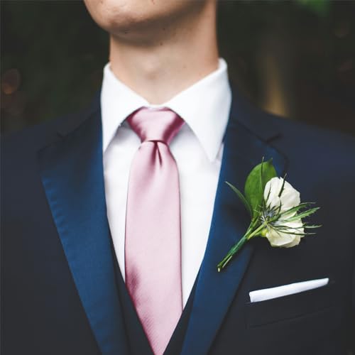 Image of WOXVM Men's Ties Classic Solid Satin Tie Pure Color 3.15 inch Mens Necktie, Premium Formal Black Ties For Men Business & Wedding