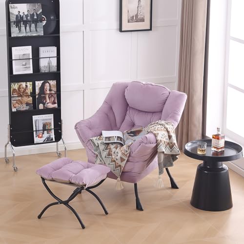 Image of LITA Lazy Chair with Ottoman, Comfy Accent Reading Chair