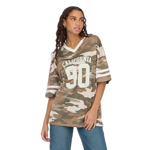 Image of Forever 21 Women's Mesh Oversized Football Tee with Screens