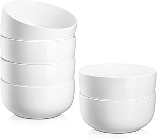 Jassceram Cereal Bowls Set of 6, 800ml Ceramic Large Bowls for Soup, Salad, Dessert and Oatmeal, Suitable for Kitchen or D...